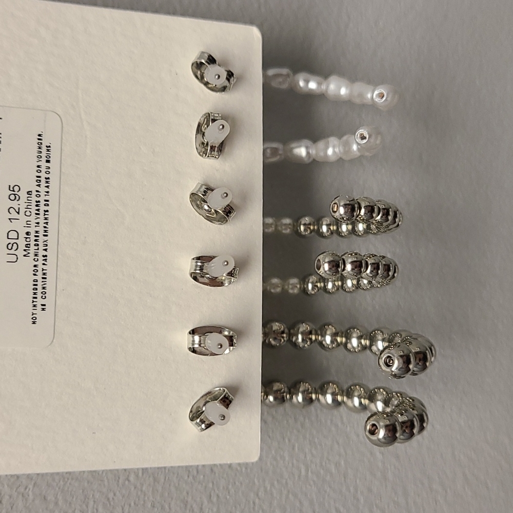 NWT-American Eagle Earrings 3 pair hoop/half hoop style - Picture 7 of 9